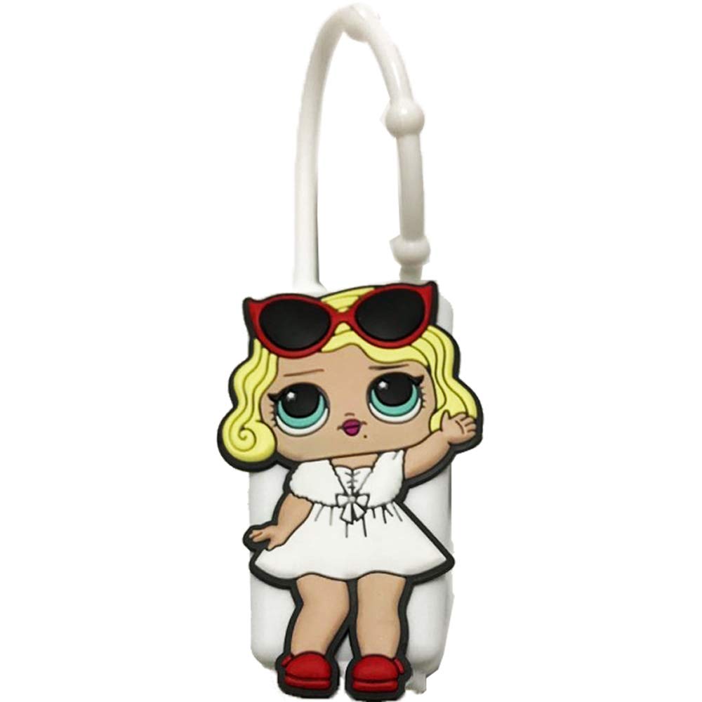 Hand Sanitizer Holder Cute Doll Face Hand Sanitizer Holder for Backpack, For 1 oz Bottle Case (White)