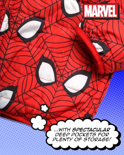 Image of Marvel Spider-Man Boys Puffer Jacket Reversible Sherpa Fleece Lining Coat