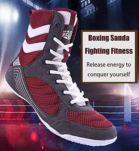 High Traction Men's Youth Women Sports Shoes Boxing Wrestling Shoes High Combat Speed Squat Shoes Mens Weightlifting Fighting Boxing Shoes Non-Slip Training Competition Shoes Gym Boots4