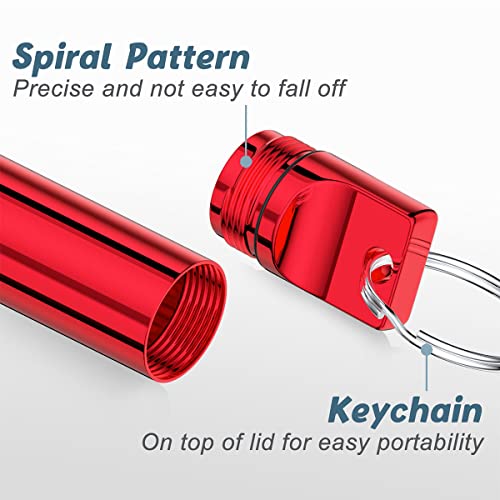 Image of Nipichsha Pill Holder Keychain, Portable Pill Box for Purse, Small Pocket Travel Tablet Organizer Case with Keychain, Waterproof Metal Tablet Medicine Bottle for Travel, Red & Silver