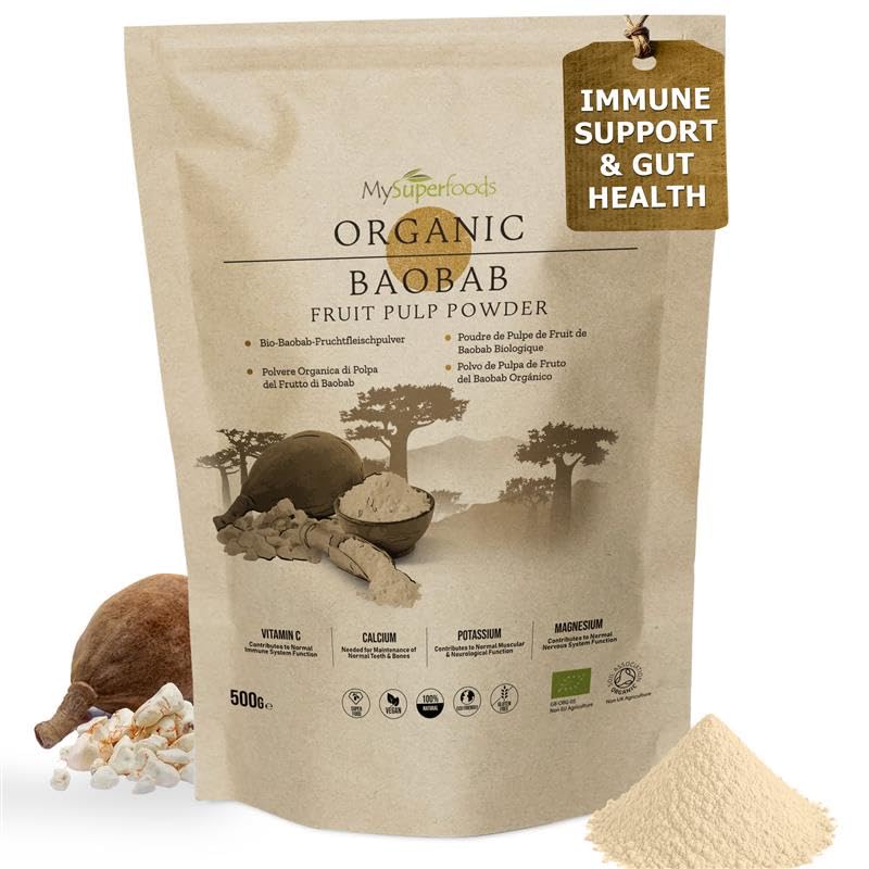 Organic Baobab Powder 500g | Immune Support | Gut Health & Blood Sugar Control