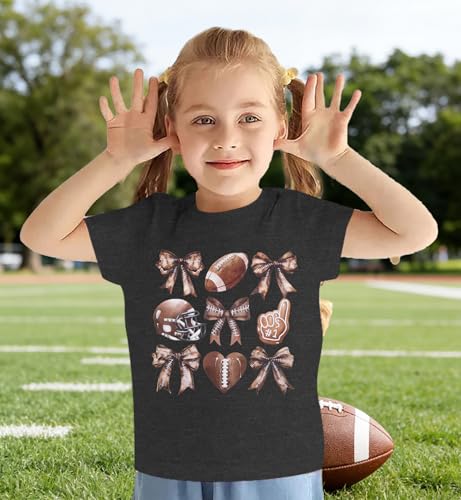 Image of JINTING Football Shirts for Boys Girls Game Day Tshirt Toddler Football Season Tee Kids Bow Coquette Tops
