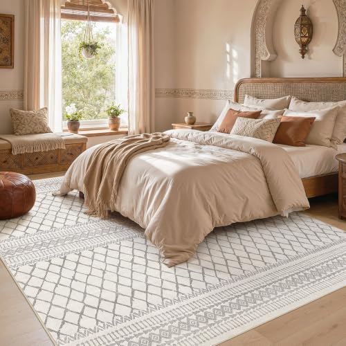Image of cotiled Boho 5x8 Area Rugs for Living Room: Soft Moroccan Washable Rug