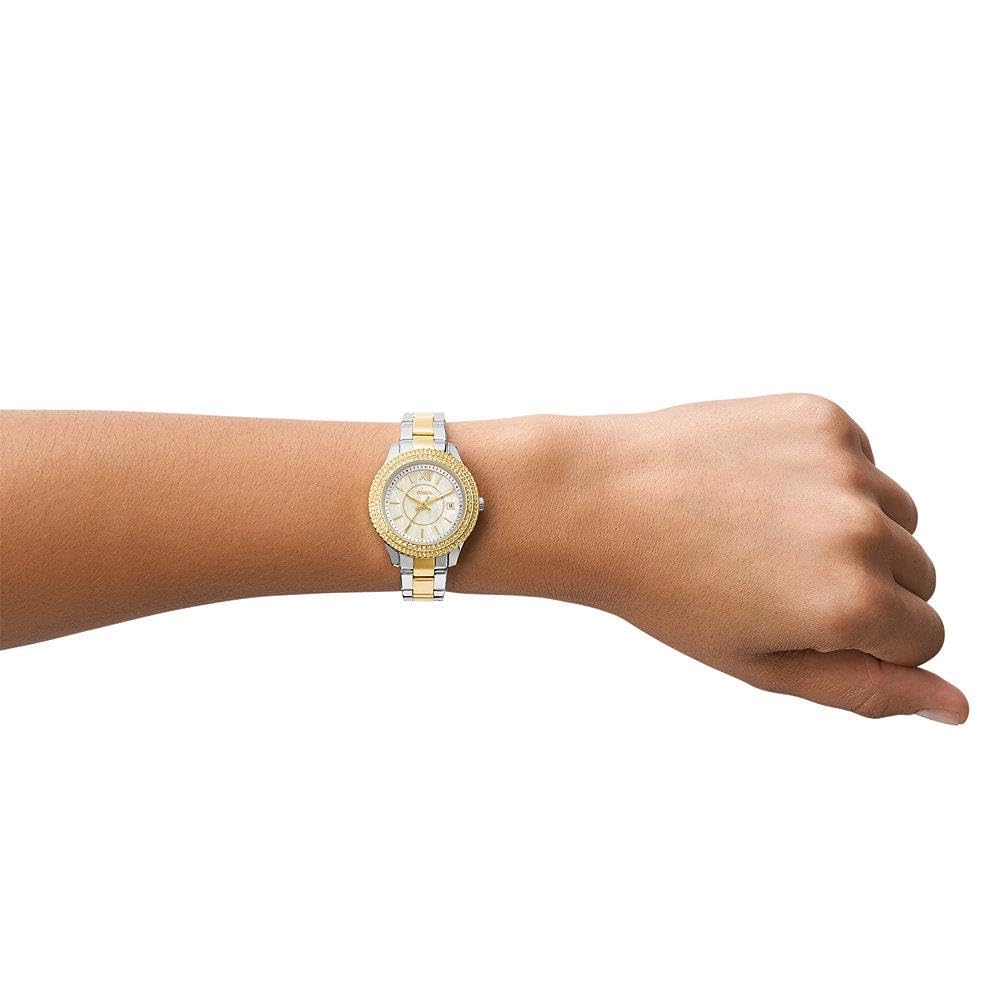 Fossil Orologio Stella per donna, Movimento al quarzo con data a tre lancette e cinturino in acciaio inossidabile