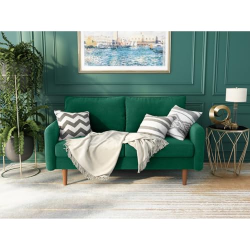 Image of Morrone Velvet Loveseat 2-Seater Sofa, Modern Upholstered Couch for Living Room, Bedroom and Office, Plush Cushion Accent Seating Furniture (Green, 2 Seater)