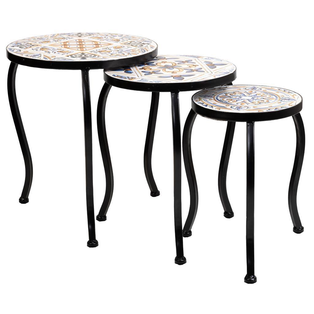 Sellettes en mosaïque et fer forgé noir pour sublimer votre terrasse et balcon