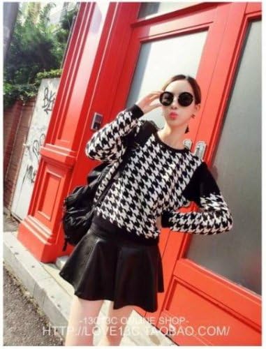 Amazon 千鳥格子柄トップス 千鳥柄ニットショート丈 ニット切り替えトップス モード系ニット 海外セレブ風でおしゃれ ブロガー風 大人きちんと可愛い デート 女子会 可愛い コーディネート 着やせ シンプル カジュアル 着こなし ワンピ 通販 人気 コーデ 可愛い ワンピ