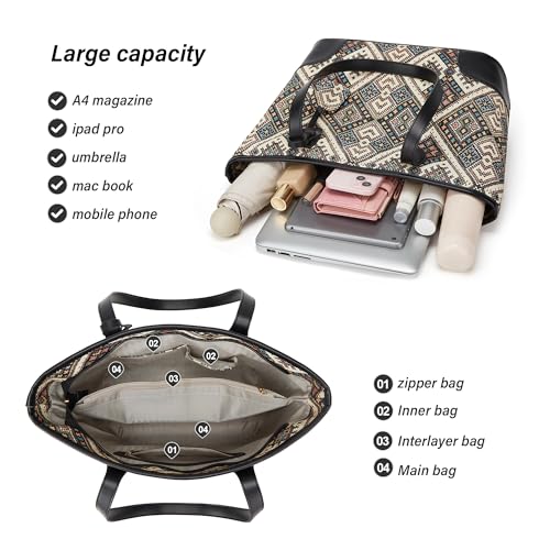 Image of Women Fashion Synthetic Leather Handbags Tote Bag Shoulder Bag Top Handle Satchel Purse Set