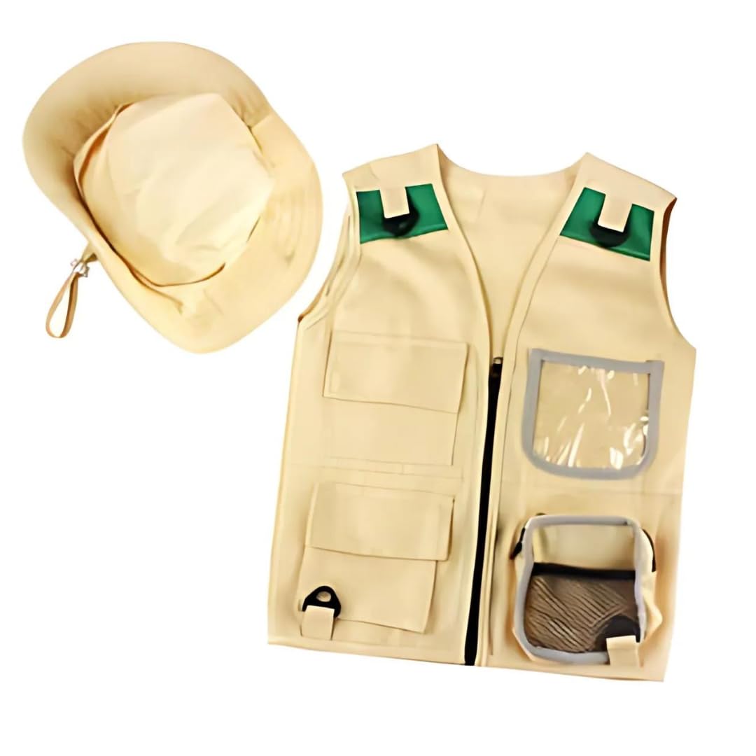 Shopzinia Explorer Costume dress up Explore Outdoor Adventure Kit For Young Kids, Cargo Vest And Hat Set