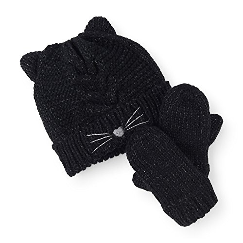 The Children's Place Girls' CABLE KNIT CAT THEMED COLD WEATHER SET
