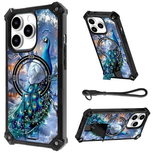 HJCYXJLK iPhone 16 Pro�p�P�[�X�A���ϋv�ϏՌ��o���p�[�J�o�[�A���C�o�b�N&�L�b�N�X�^���h�A���X�g�X�g���b�v�AiPhone 16 Pro�p���ȕی�t�H���P�[�X�A�u���[�s�[�R�b�N