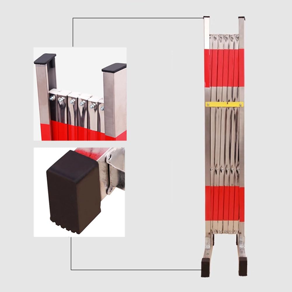Genérico Barrera de Seguridad retráctil Industrial de Acero Inoxidable: Valla de Control de tráfico Extensible y Puerta Plegable para la gestión de multitudes en Exteriores en Obras de construcción (