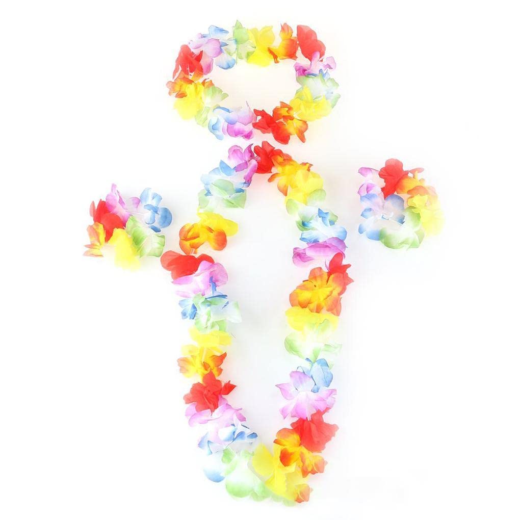 Funcart Hawaiian Party Flower Garland Set - Necklace Headband and Bracelets, Great for Beach Wedding Birthday Holiday Hawaii Theme Party Activity Decoration - Image 2 thumbnail