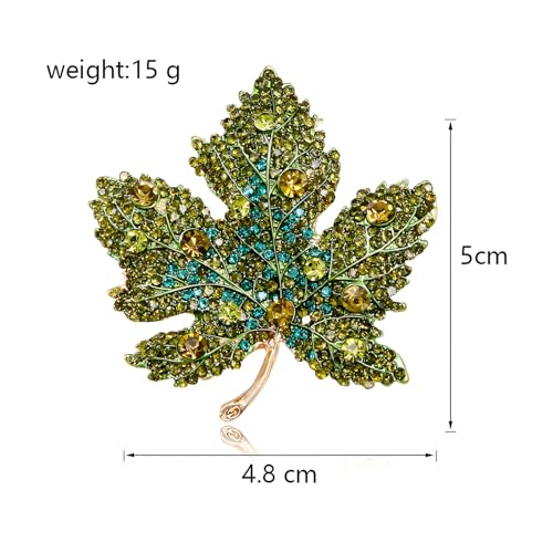 Image of WCRAZYE Rhinestone Maple Brooch Pin for Women Girls Sparkling Full Micro Pave Crystal Fall Thanksgiving Vintage Colorful Maple Leaf Lapel Pin Party Prom Wedding Thanksgiving Jewelry Gift
