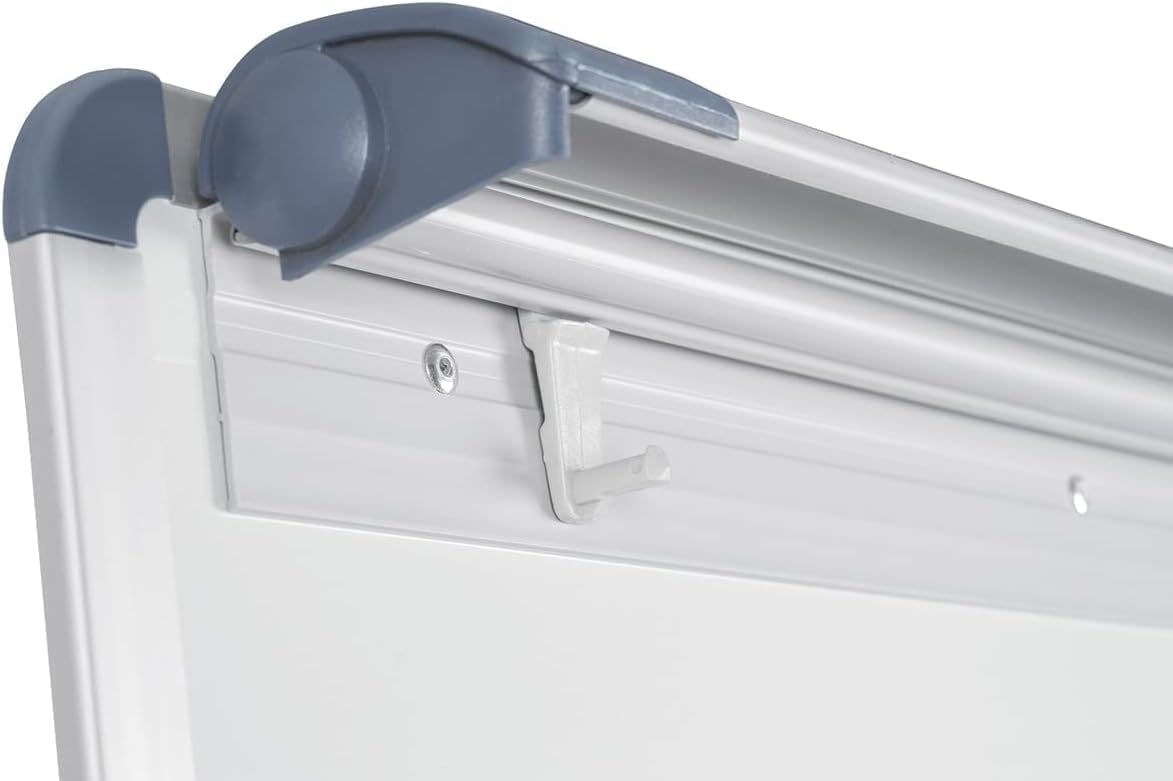 Bi-Joy Pizarra Blanca Magnética con Caballete Trípode, 70 x 100 cm, Marco Gris y azul, con Bandeja y Clip Ajustable para Bloques