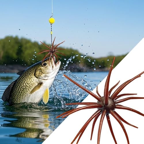 2Pc Sea Urchin Bait,Sea Bass Fishing Lures,Floating Simulation Seas Urchin Dice Baits for Bass Fishing,Artificial Squirm Fuzzy Fishings Soft Lure Bait Accessories for Saltwater Shore (Black, 4.33 in) - 5