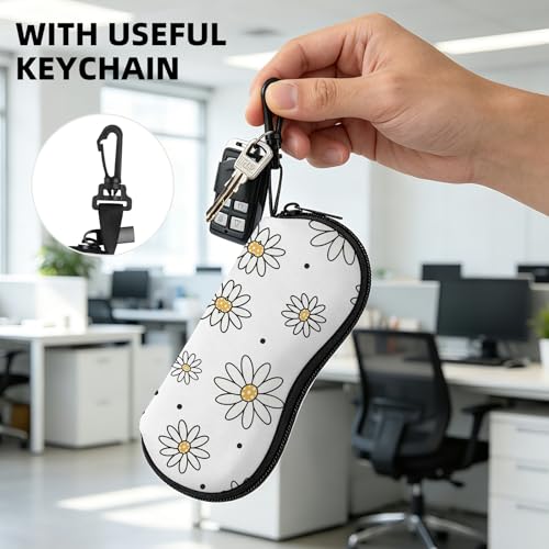 Image of Sunglasses Soft Case, Cute Ultra Light Portable Neoprene Zipper Eyeglass Glasses Case with Belt Clip for Men Women