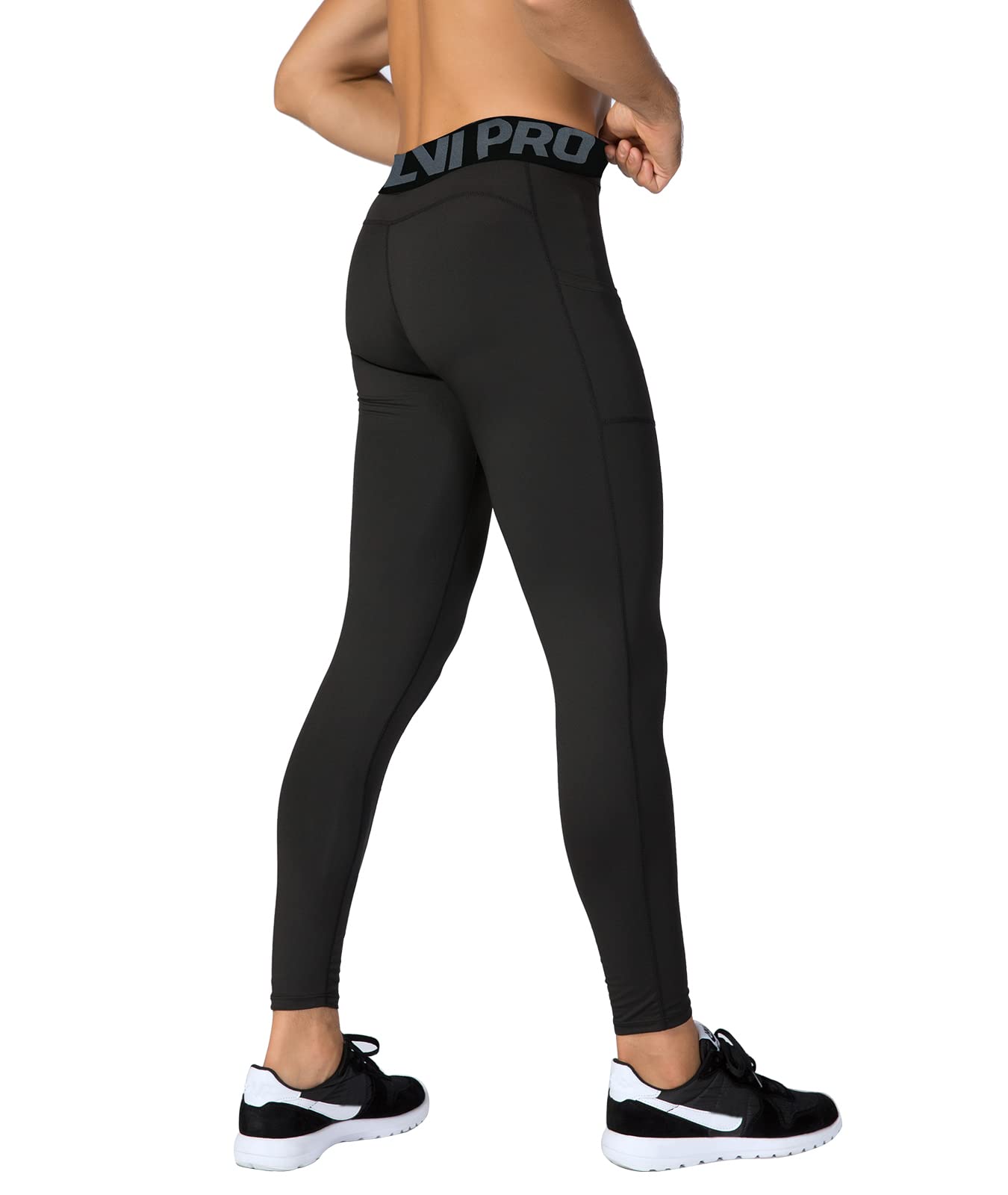 Hombre Pantalón de Compresión Deportivo Mallas con Bolsillos para Teléfono
