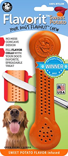 Pet Qwerks Flavorit Nylon Chew BarkBone - Fillable Dog Bone for Moderate Chewers - Sweet Potato - XL