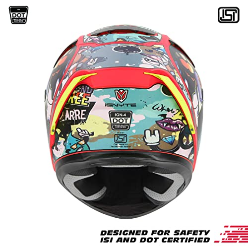 Image of Ignyte IGN-4 Subway Surfer ISI /DOT Certified Double Visor Full Face Graphic Helmet with Outer Anti-Fog Clear Visor and Inner Smoke Sun Shield