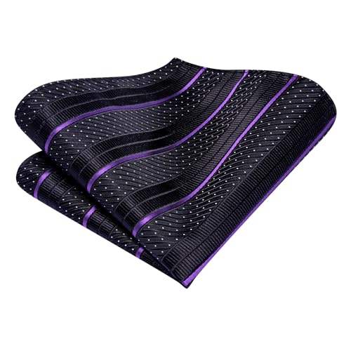 Image of Hi-Tie Men Ties Sets Silk Stripe Paisley Necktie Pocket Square Cufflinks for Business Wedding