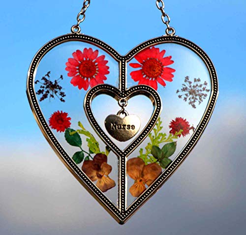 image for KY&BOSAM Nurse Heart Suncatchers Stained Glass Suncatchers for Windows