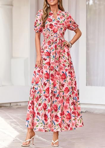 Image of PRETTYGARDEN Women's Summer Boho Floral Maxi Dresses