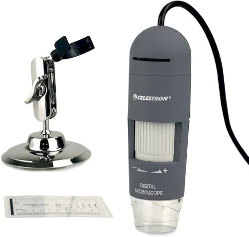 Celestron Microscopio digital portátil de lujo, captura tus descubrimientos, (44302-C), gris