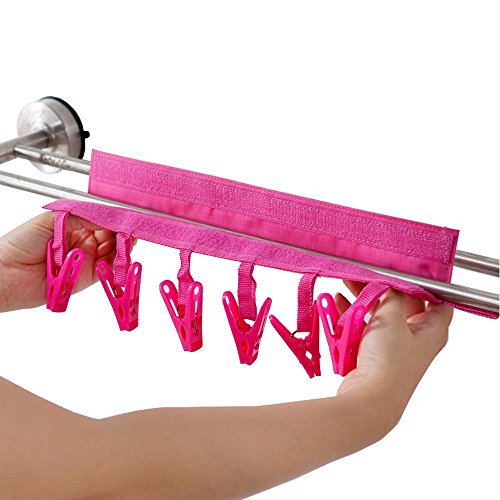 Lot de 4 séchoirs à linge pliables à suspendre avec 6 clips pour linge chaussettes, serviettes, sous-vêtements, pantalons Cover