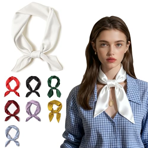 SHUBEIEUMI Hijab para Mujeres, Pañuelo Cuadrado para el Cuello, Bufanda y Fulares Panuelos, Pañuelo de Bolsillo, 70x70cm-Blanco