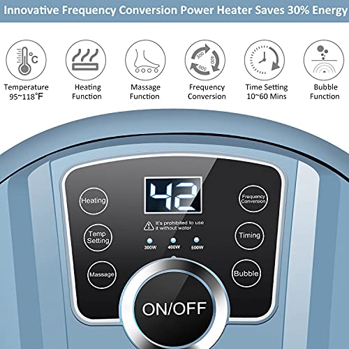 Ovitus Foot Bath Spa Massager With Heat Bubbles,Pedicure Spa Soaker 16 Motorized Shiatsu Roller Massage Feet, Frequency Conversion, Adjustable Time & Temperature, Led Display Touch-Key #TOP2