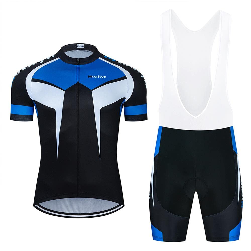 Moxilyn Maglia da Ciclismo Set Maglia Manica Corta+9D Gel Pantaloni Uomo Estate Ciclismo Abbigliamento Traspirante Asciugatura Rapida