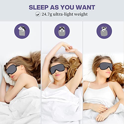 Boniesun Verduisterend oogmasker voor slapen, ultradun slaapmasker voor vrouwen, mannen, slaapmasker voor zijslapers glad, huidvriendelijk, glad lycra stof, 3D-voorgevormde bekerblinddoek voor comfortabel dragen - Image 5