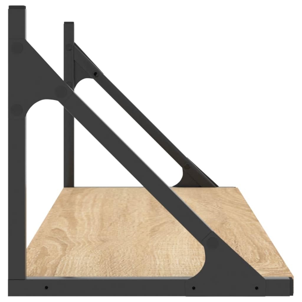 Regały ścienne, zestaw 2 sztuk, dąb Sonoma, 80 x 25 x 25,5 cm, materiał drewnopochodny, wiszące, do sypialni, łazienki, salonu, uniwersalny montaż na ścianie