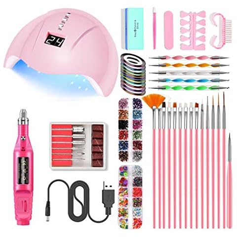 Portable UV Lamp LED Dry Nail Kit Manicure Nail Tool Set,Practical Nail Art Set,Electric Nail Drill with UV LED Nail Light ,3D Art Acrylic Nail Tools Cover