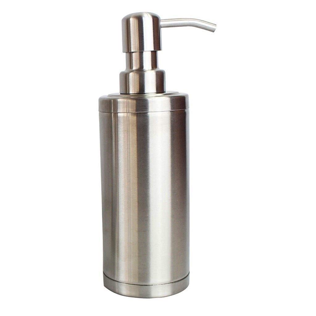 dispenser sapone/Dosatori per sapone liquido Rotonda a mano di tipo dispenser di sapone shampoo doccia gel Bottiglia dispenser di sapone in acciaio inox + 230ml trasparente Erogatore del Sapone/Dispen