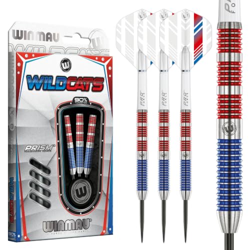 WINMAU - Wildcats Series 26g - 90% Tungsten Darts - Professional Steel Tip Darts Set with Dart Flights and Shafts