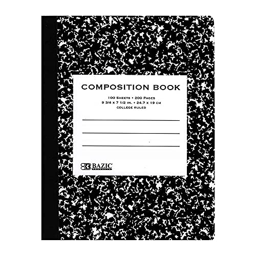 BAZIC PRODUCTS C R 100 Ct. Black Marble Composition Book (Case of 48)