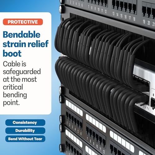 Image of Everest Ultra Slim Cat6a Ethernet Patch Cables 6ft (10-Pack) Black | Bendable, Thin and Flexible