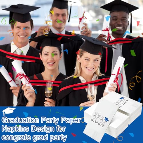 Pajean 2024 Graduation Party Supplies 100Pcs Graduation Napkins Class of 2024 Disposable Congrats Grad Dinner Table Napkins for Graduation Party Decor - Thumbnail 4