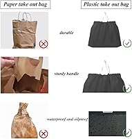 Vista 4 de 50 bolsas de plástico con asas resistentes al agua, resistentes para llevar, bolsa de transporte para alimentos, para restaurantes, comestibles