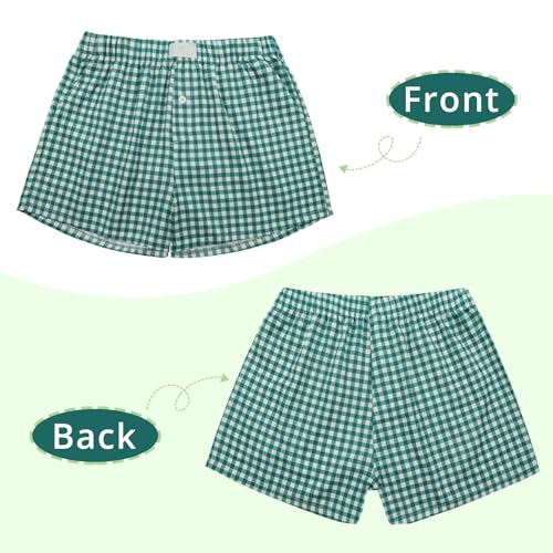 Image of Y2K Boxer Shorts for Womens Low Waist Plaid Lounge Shorts Elastic Cute Gingham Pajamas Bottoms