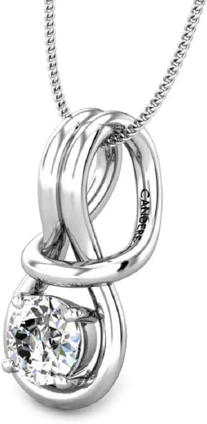 ERAA Jewel 1.0 CT Round Colorless Moissanite Engagement Pendant, Wedding Bridal Pendant, Eternity Sterling Silver Solid Diamond Solitaire -Prong Anniversary Promise Gifts for Her