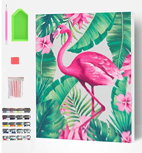 SPLAT PLANET Flamingo Eingerahmte Diamond Painting Kits Eingerahmte Kristallkunst Eingerahmte Diamantkunst 5D-Diamant-Malkits Heim Wanddekoration Kunsthandwerk für Erwachsene Kinder 30x40Cm Cover