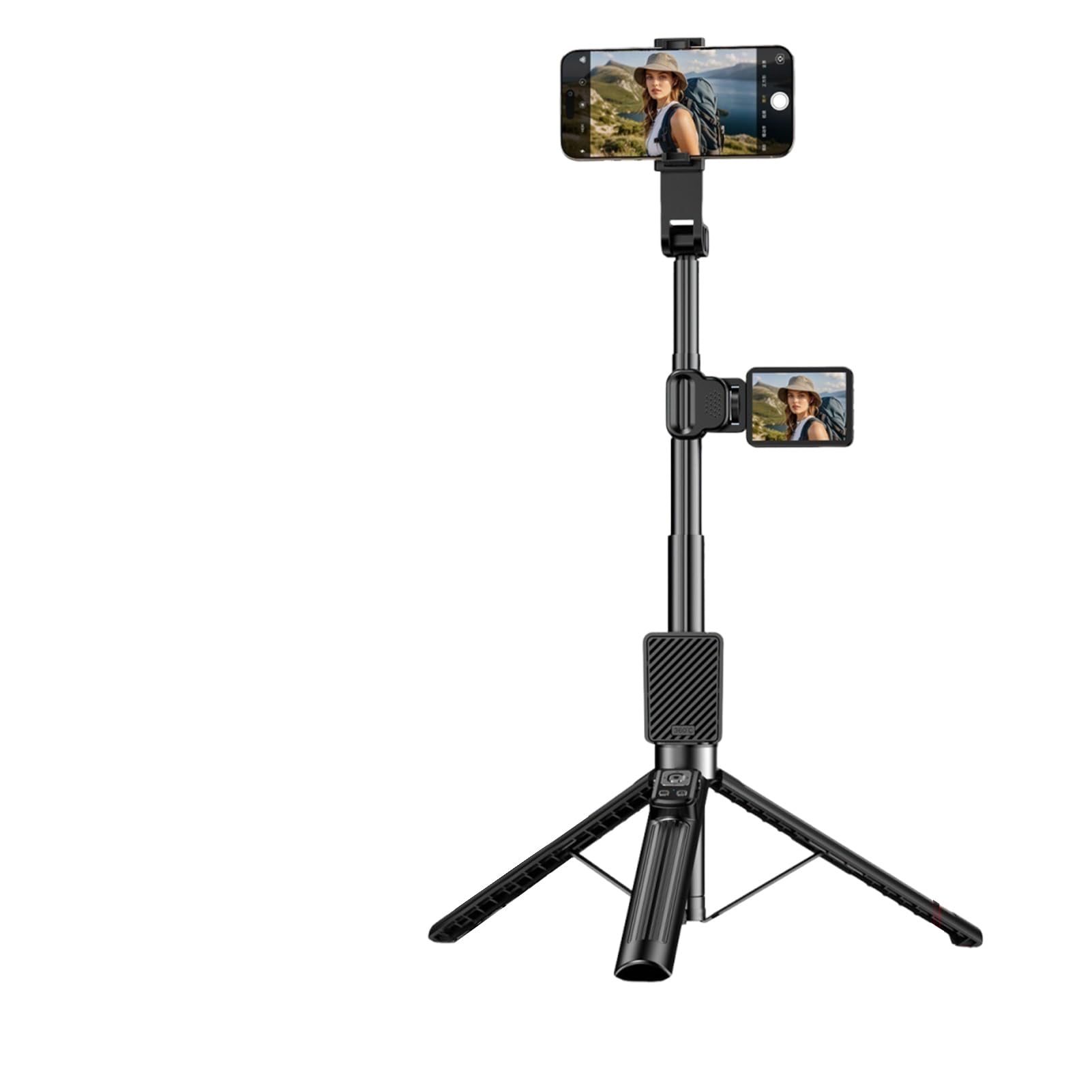 Teleskopowy statyw do telefonu komórkowego 30-170 cm z pilotem zdalnego sterowania i bezprzewodowym monitorem 1080P 2,4 cala z lustrem ekranowym, obrotowy kijek do selfie o 360° do