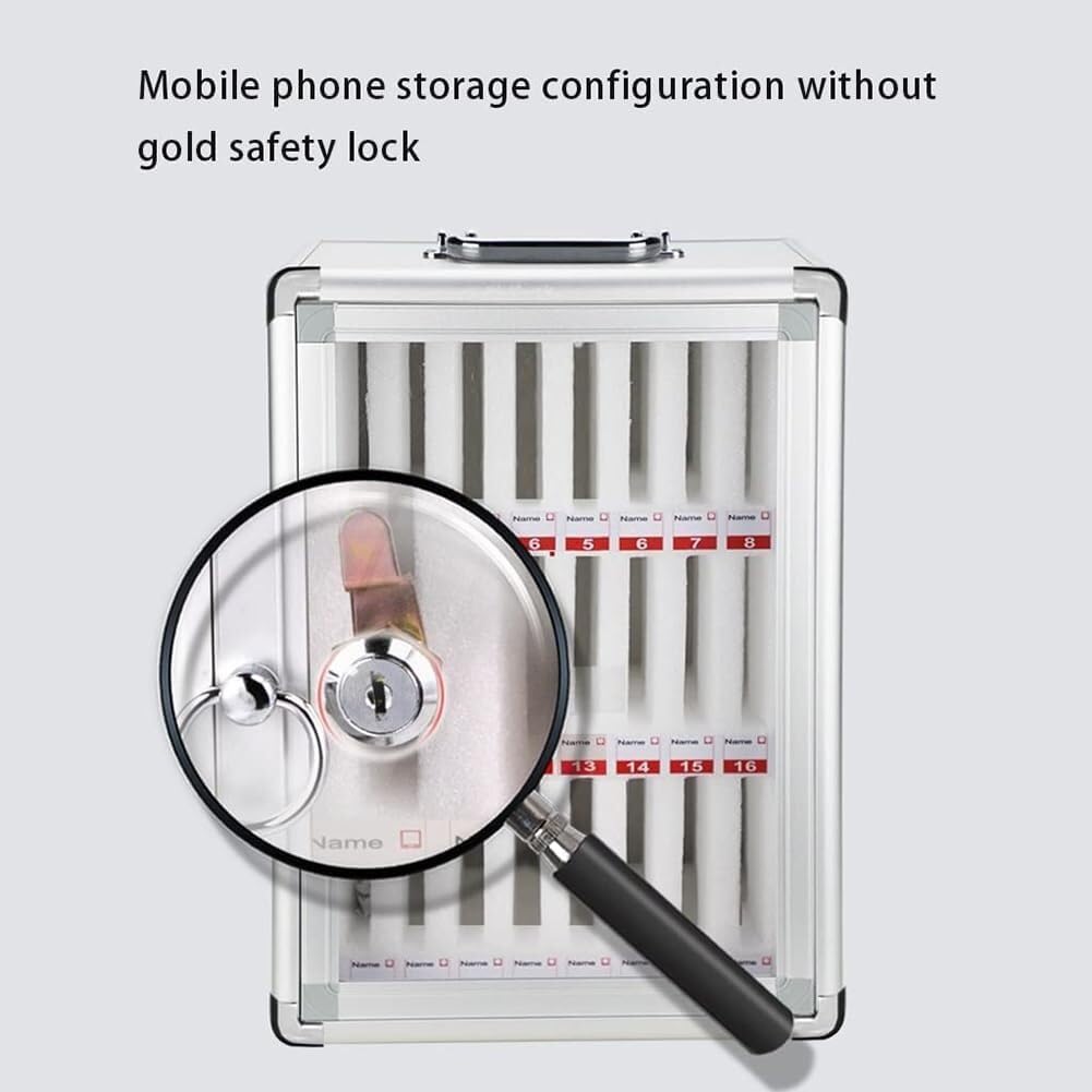 Mobile Phone Storage Box Transparent Acrylic Mobile Phone Security Locker with Key,Lockable Mobile Phone Storage Box - Aluminum Alloy Cell Phone Locker for Schools & Classrooms, Portable Man