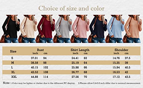 Ebifin Women's Crew Neck Pullover Sweater Solid Color Casual Warm Lightweight Knit Sweaters #TOP4