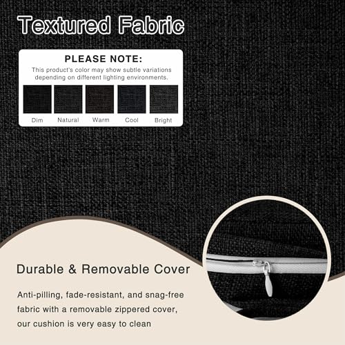 Image of OVOV 14x14 Chair Cushions for Metal Dining Chairs Set of 4 Black | Non Slip, Washable Removable Cover with Ties, Textured, for Dining Room, Kitchen Cafes Bistro Patio, Stackable Chairs