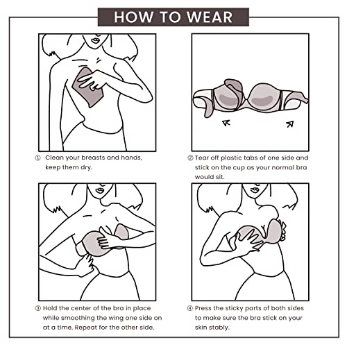 Image of JOATEAY Adhesive Bra Strapless Sticky Push Up Reusable Invisible Lift Padded Non-Slip for Women Backless Dress Wedding Party