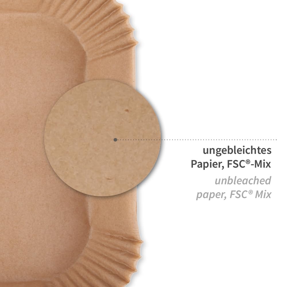 NatureStar Backpapier für Heißluftfritteuse, rechteckig, 1000 Stück, Papier, ungebleicht, braun, mit erhöhtem Rand (L: 20cm, H: 4,5cm, B: 20cm, 1000, stück)